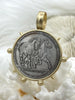 Image of Belgium Hainaut Horse Coin Pendant, Double Horse Coin, Coin Bezel, French Coin, Art Deco Coin, Silver Coin, 4 Bezel Colors. Fast Ship