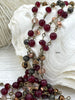 Image of Gemstone Crystal mix Rosary Faceted Red Agate w/Mixed Crystal Shapes,Crystal Beaded Chain 4mm or 6mm Beads, Bronze pin 1 Meter(39")Fast Ship