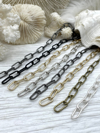 Large Paperclip Chain, Brass, Long Skinny Oval Rectangle Paperclip Chain 17x7x1.5mm Sold by the foot Electroplated Unsoldered FAST SHIP