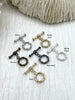 Image of Brass Toggle 12mm, OT Clasp, Jewelry Clasps,Connectors,Brass Clasp, Findings,6 finishes. 1 O and 1 T clasp per set. Fast Shipping