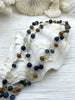 Image of Gemstone Crystal mix Rosary Faceted Blue Agate with Mixed Crystal Shapes, Crystal Beaded Chain 6mmBeads,Silver pin, 1 Meter (39 ") Fast Ship