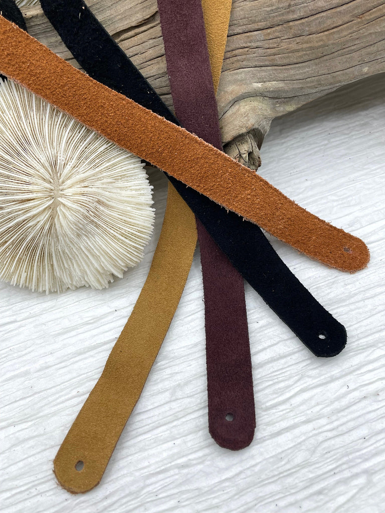 Genuine LEATHER STRAP for Making Necklace, Hair on Hide or Plain Suede Leather Strap, 7 Styles, 24" Die Cut Ends and Hole