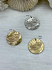 Image of Brass Owl Pendant, Gold plating, Rhodium or Matte Gold. Owl Charm, Bird Charm, Owl Coin Charm, Coin Charms Fast Ship
