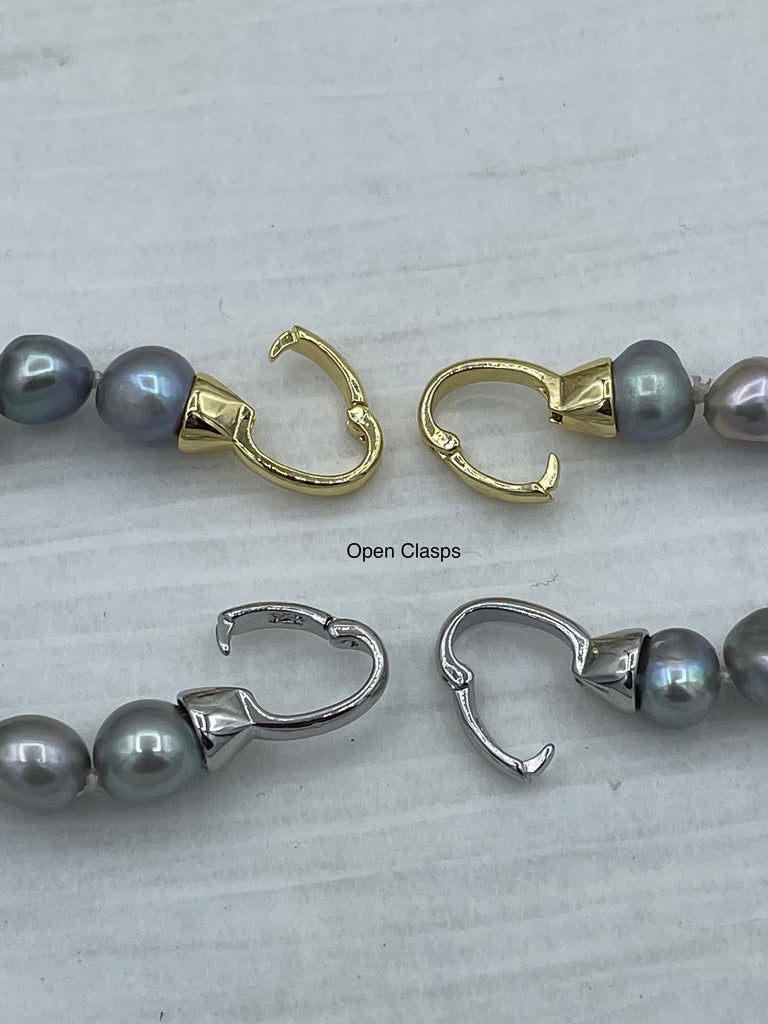 16.5'' AAA 8mm Gray Nugget Natural Freshwater Pearl Necklace, Silver or Gold Double Opening Clasp, Hand Knotted, High Luster Pearl,Fast Ship