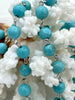 Image of Turquoise Howlite Rosary Chain, Silver wire links, 6mm or 8mm round stone beaded chain 1 Meter (39 inches) Fast Ship