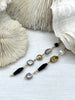 Image of Vintage Glass Pearl & Crystal Mixed Rosary Chain, Grey and White Glass Pearls, Glass Beads, Gold, Bronze, or Gunmetal Wire, BBA Original