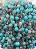 Image of Turquoise Howlite Crystal Mix Rosary Chain, Gold, Bronze, or Silver wire links, 8mm round stone beaded chain Sold by the foot Fast Ship