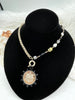 Image of Vintage Glass Pearl & Crystal Mixed Rosary Chain, Grey and White Glass Pearls, Glass Beads, Gold, Bronze, or Gunmetal Wire, BBA Original