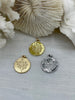 Image of Brass Dandelion Charm, 20mm Dandelion Coin, Dandelion Pendant, Coin Charm, Gold Plating, Matte Gold or Rhodium. High Quality Fast Ship
