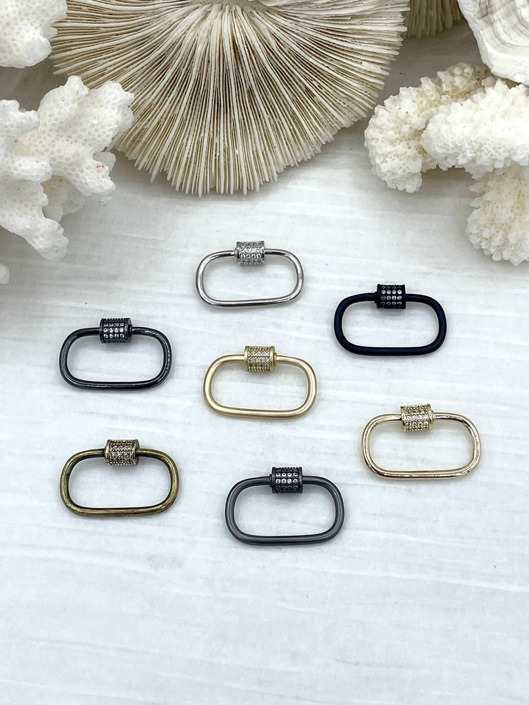 Oval Carabiner lock clasp. Mixed Metals, Brass Carabiner Screw Clasp –  Bling By A