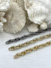 Image of Textured Chunky Triple Link Chain, Multilink Chain Oval, Statement Chain sold by the foot 13mm x 9.4mm. 4 finishes available. Fast Ship