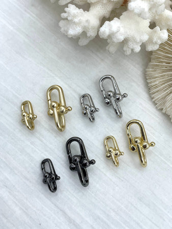 U Shape Lobster Clasp, U Carabiner Clasp, U Spring Clasp, U Chunky Horse Shoe Chain U Link Clasp in 2 sizes, 2 finishes Fast Ship.