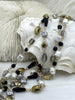 Image of Vintage Glass Pearl & Crystal Mixed Rosary Chain, Grey and White Glass Pearls, Glass Beads, Gold, Bronze, or Gunmetal Wire, BBA Original