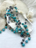 Image of Turquoise Howlite Crystal Mix Rosary Chain, Gold, Bronze, or Silver wire links, 8mm round stone beaded chain Sold by the foot Fast Ship