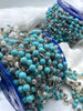 Image of Turquoise Howlite Crystal Mix Rosary Chain, Gold, Bronze, or Silver wire links, 8mm round stone beaded chain Sold by the foot Fast Ship
