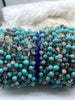 Image of Turquoise Howlite Crystal Mix Rosary Chain, Gold, Bronze, or Silver wire links, 8mm round stone beaded chain Sold by the foot Fast Ship