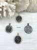 Image of Ancient Greek Reproduction Bee Coin Pendant, Compass Coin, Thistle Coin with bezel. Bee, Compass Pendant, 3 Bezels colors 28mm Fast Ship