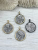 Image of Ancient Greek Reproduction Bee Coin Pendant, Compass Coin, Thistle Coin with bezel. Bee, Compass Pendant, 3 Bezels colors 28mm Fast Ship