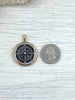 Image of Ancient Greek Reproduction Bee Coin Pendant, Compass Coin, Thistle Coin with bezel. Bee, Compass Pendant, 3 Bezels colors 28mm Fast Ship