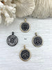 Image of Ancient Greek Reproduction Bee Coin Pendant, Compass Coin, Thistle Coin with bezel. Bee, Compass Pendant, 3 Bezels colors 28mm Fast Ship