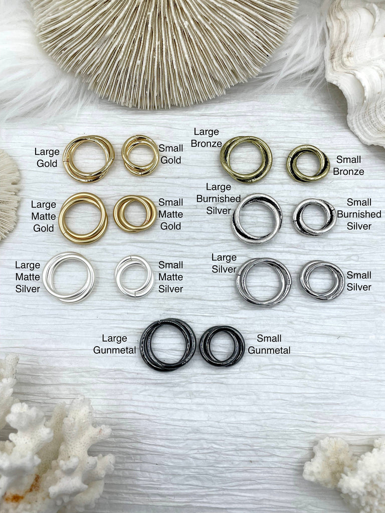 Interlocked Ring Connector, 7 Colors, 2 Size, Jewelry Connector, Hoop Charm Holder,  28mm, 22mm Soldered Double Crossover Ring ,Fast Ship Bling by A