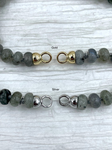 Hand Knotted Necklace 16.5" Long, Labradorite Rondelle Stones with Finished Ends Gold or Silver, Fast Ship