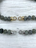 Image of Hand Knotted Necklace 16.5" Long, Labradorite Rondelle Stones with Finished Ends Gold or Silver, Fast Ship