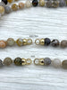 Image of Hand Knotted Bamboo Agate, 16.5" Long,Brass End Caps, Gold or Matte Gold Caps, 8mm round Bamboo Agate Necklace, Semi Precious Bead Fast Ship Bling by A