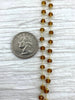 Image of Crystal Round Topaz Colored Rosary faceted glass beads, Beaded Rosary Chain 4mm With Gold wire and caps, Topaz Crystal by the foot Fast Ship