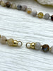 Image of Hand Knotted Bamboo Agate, 16.5" Long,Brass End Caps, Gold or Matte Gold Caps, 8mm round Bamboo Agate Necklace, Semi Precious Bead Fast Ship Bling by A