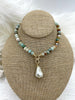 Image of Hand Knotted Rondelle Amazonite Necklace, 16'5" W/Brass Closed Cap Ends, Gold or Silver End, Amazonite Necklace, Knotted Amazonite Fast Ship