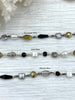 Image of Vintage Glass Pearl & Crystal Mixed Rosary Chain, Grey and White Glass Pearls, Glass Beads, Gold, Bronze, or Gunmetal Wire, BBA Original