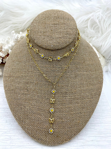 Enamel Brass Daisy chains, Gold Plated Brass Chain, Multicolor Pastel Daisies, Butterflies and Daisies, Daisy Chain, By the Foot, Fast Ship