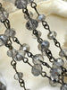 Image of Smokey Grey Crystal Rondelle Rosary Beaded Chain, 8mm and 6mm Faceted glass beads, bronze pin 1 Meter (39 ")