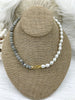 Image of Hand Knotted Necklace 16.5" Long, Labradorite Rondelle Stones with Finished Ends Gold or Silver, Fast Ship