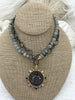 Image of Hand Knotted Necklace 16.5" Long, Labradorite Rondelle Stones with Finished Ends Gold or Silver, Fast Ship