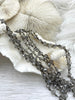 Image of Smokey Grey Crystal Rondelle Rosary Beaded Chain, 8mm and 6mm Faceted glass beads, bronze pin 1 Meter (39 ")