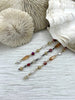 Image of Vintage Glass Pearl & Crystal Mixed Rosary Chain, Pink and Gold Glass beads, Glass Pearl, 3 colors, Sold by the Foot. BBA Original Fast Ship