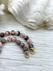 Image of Hand Knotted Pink Zebra Jasper, 16.5" Long,Plated Brass End Caps, Gold or Matte Gold Caps, 8mm round Pink Zebra Jasper Necklace, Fast Ship