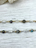 Image of Vintage Glass Pearl & Crystal Mixed Rosary Chain,Clear and Iridescent beads,Glass Pearl,3 wire colors,By the Foot. BBA Original Fast Ship