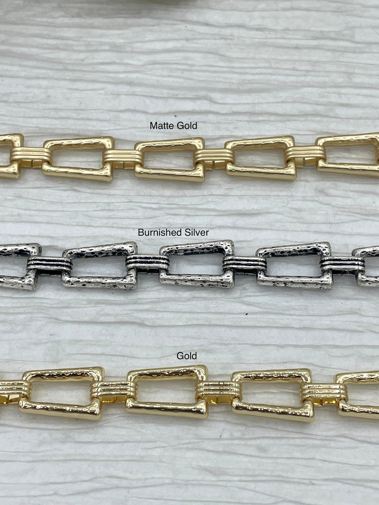 Mixed Link Textured Cable Chain, by the foot. Lg Link 16mm x 11mm Sm link 10mm x 3mm, Electroplated Zinc Alloy, 3 finishes, Fast ship