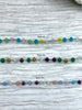 Image of Crystal Round Mixed Rosary Faceted Glass Beads Chain,  Pastel Beaded Chain, Pastel Beads 3mm beads, Silver Wire, sold by the foot, Fast Ship
