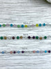 Image of Crystal Round Mixed Rosary Faceted Glass Beads Chain,  Pastel Beaded Chain, Pastel Beads 3mm beads, Silver Wire, sold by the foot, Fast Ship