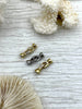 Image of Fold Over Clasp with Tie Bar End Cap and CZ, Double Fold Over Clasp, Cubic Zirconia, Cord End Caps, Plated Brass Clasp, 3 finishes Fast Ship