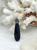 Image of Black Teardrop Shape Crystals with CZ. Teardrop Soldered Charm with silver bail, Drop Soldered Pendants w/CZ, 3 Styles. Fast Shipping