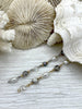 Image of Vintage Glass Pearl & Crystal Mixed Rosary Chain,Clear and Iridescent beads,Glass Pearl,3 wire colors,By the Foot. BBA Original Fast Ship