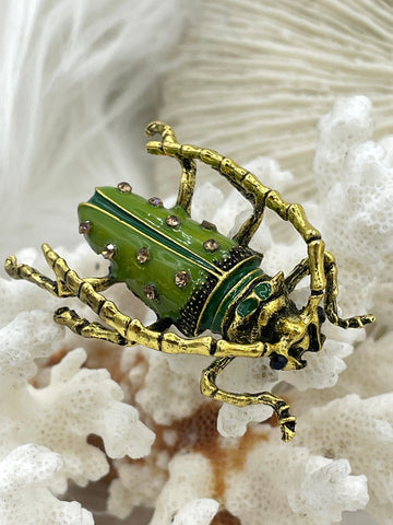 Beetle Charm/Pendant, Enamel Rhinestone Pendant, Gold 46mm Pendants, Insect Pendants,Bug Pendants, 3 colors Fast Ship