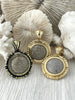 Image of Coral Fossil Pendant with Bezel, Cabochon Natural Stone will come in a variety of patterns, 3 bezel colors, Natural Fossil Stone, Fast Ship.