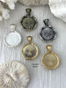 Image of Rose Quartz Stone Pendant with Brass Bezel, Natural Stone Pendants, will come in a variety of patterns, 5 bezel colors, Fast Ship