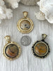 Image of Crazy Lace Agate Stone Pendant with Bezel, Natural Stone Cabochon, comes in a variety of patterns,3 bezel colors, Natural Stone, Fast Ship.